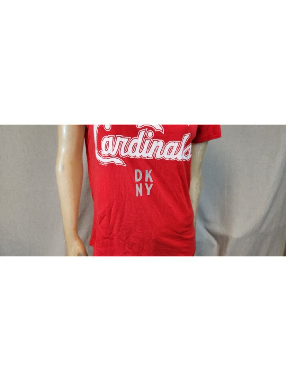 DKNY Sport MLB St Louis Cardinals Red Crew Nck Cap Slv T Shirt Top MEDIUM USED - Picture 3 of 7